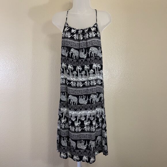 Black Dress elephant Print Women’s Medium M - Picture 1 of 5